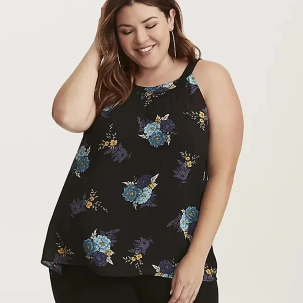 Torrid GEORGETTE HIGH NECK Floral TANK TOP in Size 2